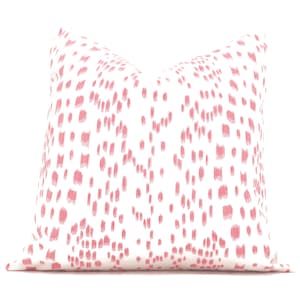 Brunschwig Fils Les Touches Petal Pink and White Decorative Pillow Cover 18x18, 20x20, 22x22, Eurosham or lumbar