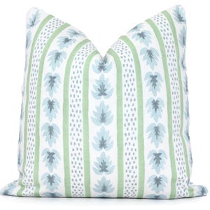 James Stripe Blue and Green Decorative Pillow Cover, Throw Pillow, Accent Pillow, Pillow Sham Made to order, lime green sky blue