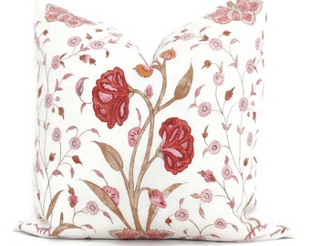 Schumacher Rose Pink Khilana Floral Decorative Pillow Cover 20x20 Throw pillow cover