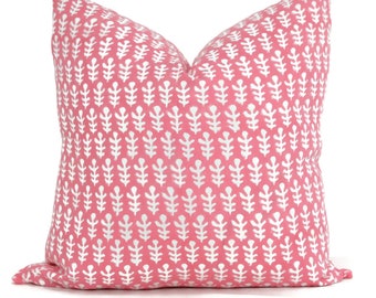 Pink Floral Woodblock Pillow Cover: Molly Mahon Bagru Print rmt