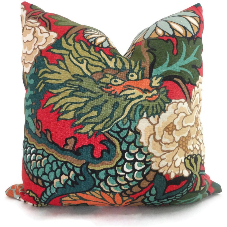 Double Sided Schumacher Chiang Mai Dragon Decorative Pillow Cover, Choose your Color, Accent Pillow, Designer Pillow, Throw Pillow image 6