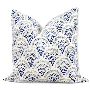Sister Parish Prussian Blue Chou Chou Decorative Pillow Cover  18x18, 20x20, 22x22, Eurosham or lumbar blue and white