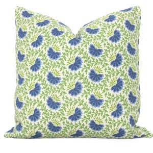 Sister Parish Vreeland Green and Blue Decorative Pillow Cover  18x18, 20x20, 22x22, Eurosham or lumbar, floral pillow cushion