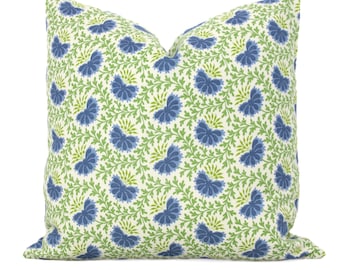 Sister Parish Vreeland Green and Blue Decorative Pillow Cover  18x18, 20x20, 22x22, Eurosham or lumbar, floral pillow cushion
