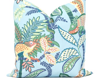 Thibaut Iggy Multicolor Outdoor Decorative Pillow Cover Made to order any size Performance fabric indoor outdoor Coastal Poolside Iguana