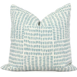 Sister Parish Seafoam Albert Kissenbezug: Handsiebdruck Leinenkissen