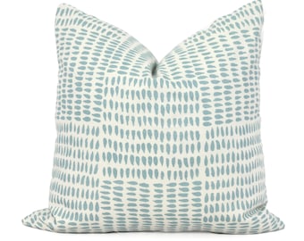 Sister Parish Seafoam Albert Pillow Cover: Hand-Screened Linen Cushion