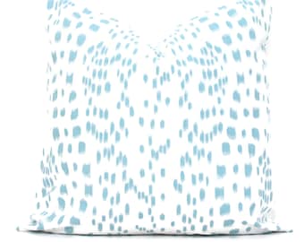 Brunschwig Fils Les Touches Light Aqua Blue and White  Decorative Pillow Cover  18x18, 20x20, 22x22, Eurosham or lumbar