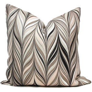 Mary McDonald Firenze Conch Decorative  Pillow Cover - Throw Pillow - Accent Pillow Blush Pink, Greige and Black Chevron rmt