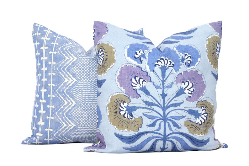 Blue and Lavender Tybee Tree Decorative Pillow Cover 18x18, 20x20, 22x22 Eurosham or lumbar Thibaut cushion cover, toss accent pillow image 2