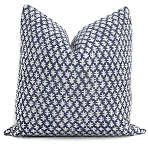 Decorative Pillow Cover Sister Parish Burma Indigo Blue Pillow cover,  Toss Pillow, Accent Pillow, Outdoor Performance fabric Throw Pillow