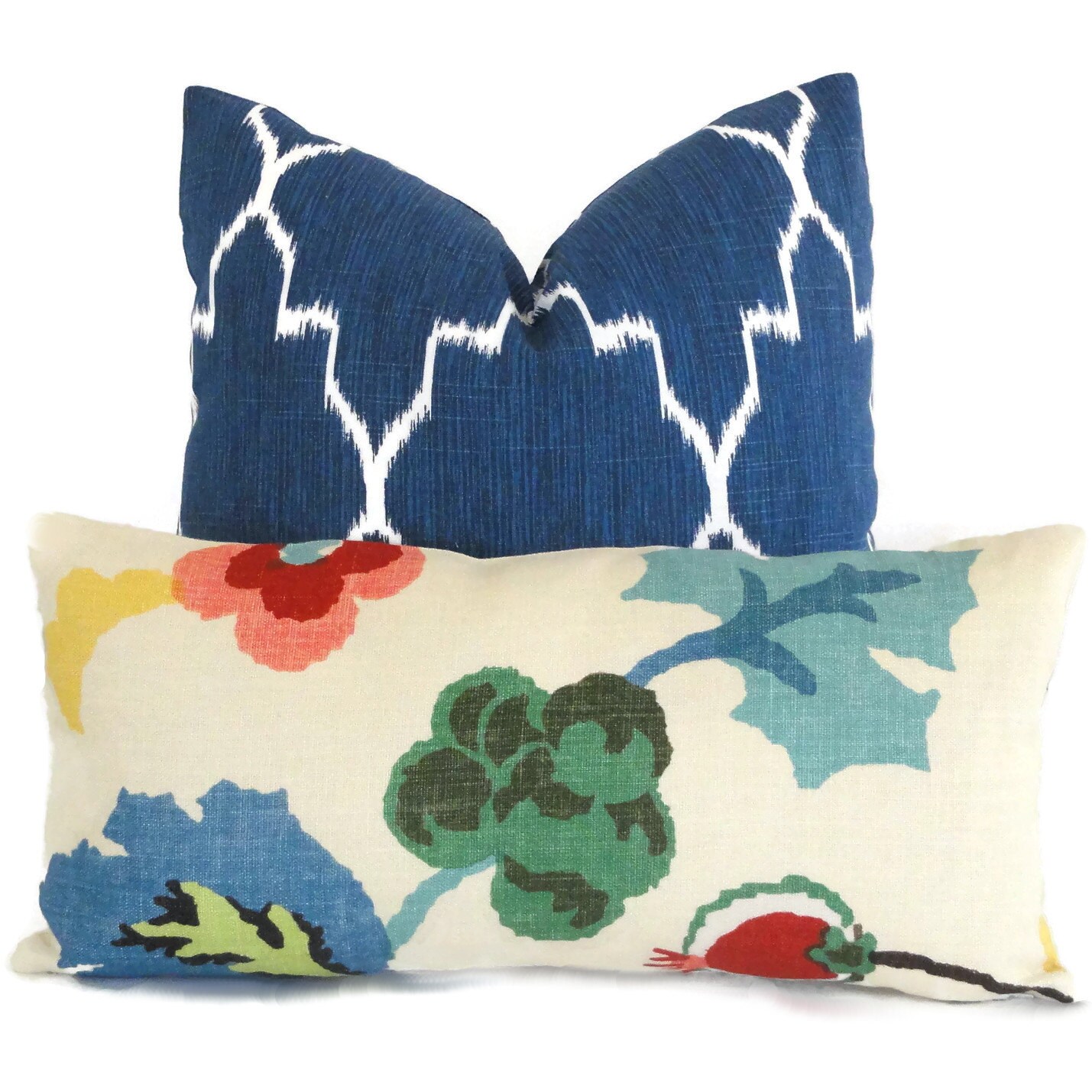 Blue and White Lattice Decorative Pillow Covers 18x18 20x20 Etsy