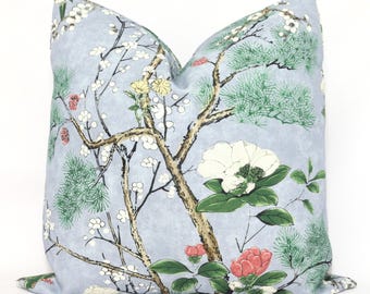 Thibaut Spa Katsura Chinoiserie Floral Decorative Pillow Cover  18x18, 20x20, 22x22, Eurosham or lumbar