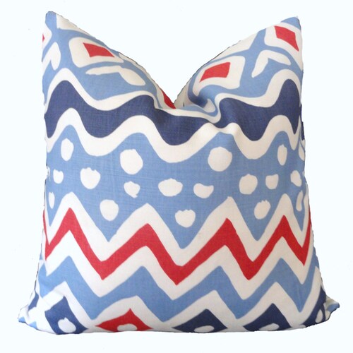 Blue Kazak Quadrille Pillow Cover Square Eurosham or Lumbar Etsy