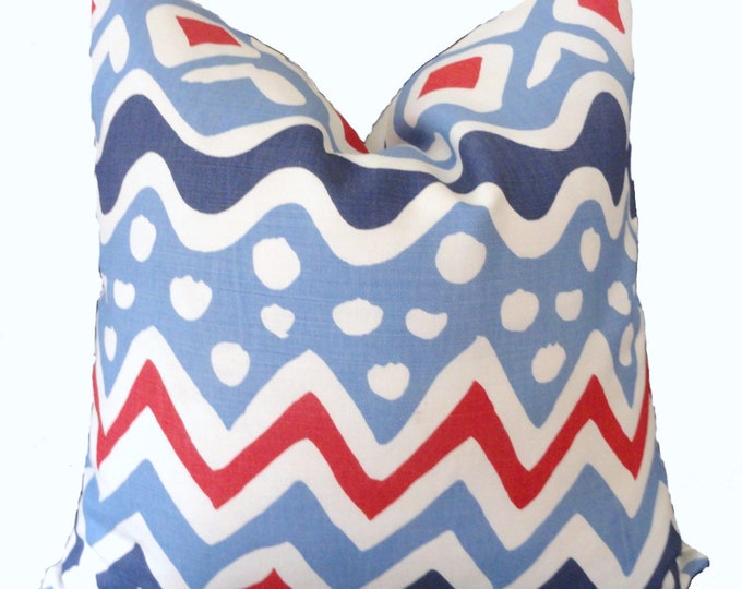 Red White and Blue Quadrille Pillow Cover 18 20 22 Etsy