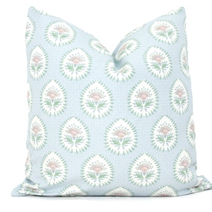 Soft blue, pink and green Daphne Decorative Pillow Cover, Throw Pillow, Accent Pillow, Pillow Sham  floral stripe Danika Herrick