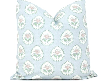 Soft blue, pink and green Daphne Decorative Pillow Cover, Throw Pillow, Accent Pillow, Pillow Sham  floral stripe Danika Herrick