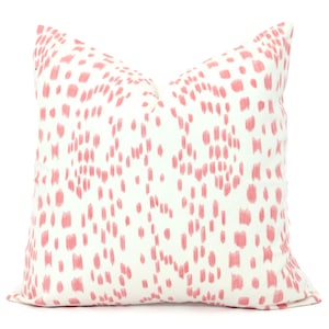 Brunschwig Fils Les Touches Petal Pink and White Decorative Pillow Cover 18x18, 20x20, 22x22, Eurosham or lumbar