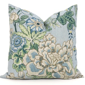 Spa Peony Garden Pillow Decorative Pillow Cover 18x18, 20x20, 22x22, Eurosham, lumbar Thibaut cushion cover, toss accent pillow