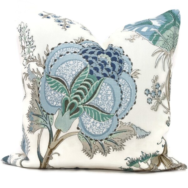 Schumacher Indian Arbre Peacock Pillow Cover Lumbar, Turquoise, Green and Blue Floral Pillow Cover, Throw Pillow, Toss Pillow, Accent Pillow