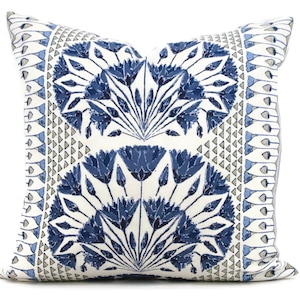 Anna French Cairo Blue Decorative Pillow Cover  18x18, 20x20, 22x22, Eurosham or lumbar Thibaut cushion cover, toss pillow accent pillow