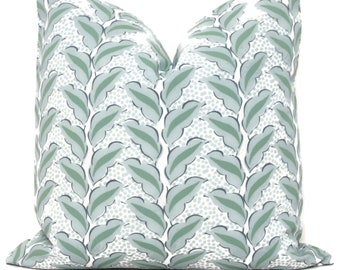 Outdoor Serena Dugan Aloe Cassis Decorative Pillow Cover 18x18, 20x20, 22x22, 24x24, Eurosham Lumbar Pillow, Tropical leaves sage pillow