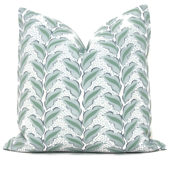 Black White Celadon Tropical Leaf Decorative Throw Pillow Cover Black White Celadon Tropical Leaf Decorative Throw Pillow Cover