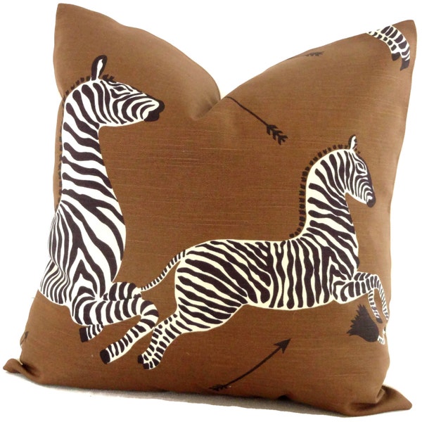 Brown Scalamandre Zebra Decorative Pillow Cover, Square pillow cover, Eurosham pillow or Lumbar Pilllow, Accent Pillow, Throw Pillow cover