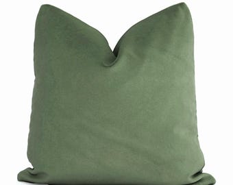 Velvet Pillow Cover in Green Basil
