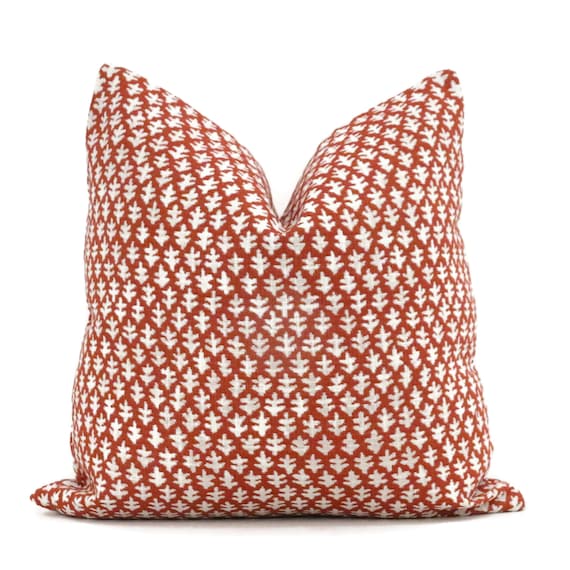 Sister Parish Burma Spice Red Pillow Cover: Woven Performance Fabric