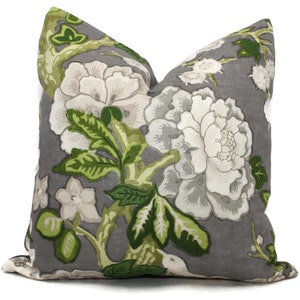 Bermuda Blossoms Pillow cover, Mary McDonald Schumacher Slate Decorative Pillow Covers 18x18, 20x20 or 22x22, Eurosham or lumbar pillow