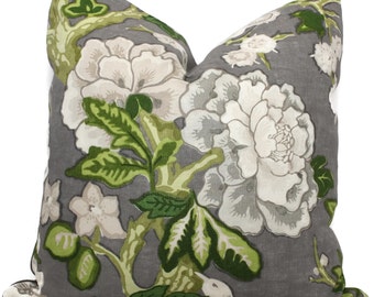 Bermuda Blossoms Pillow cover, Mary McDonald Schumacher Slate Decorative Pillow Covers 18x18, 20x20 or 22x22, Eurosham or lumbar pillow