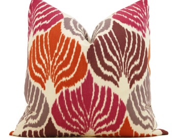 Decorative Pillow Cover Berry Kimono Ikat 22x22 Eurosham or lumbar, Schumacher pillow, accent pillow