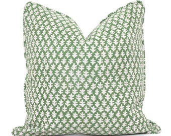 Sister Parish Burma Meadow Green Pillow Cover: Indoor Outdoor Performance Fabric Accent Pillow