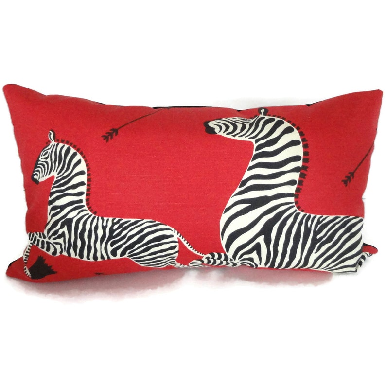 Red Scalamandre Zebra Decorative Pillow Cover Square Pillow Etsy
