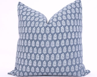 Mineral Blue Anna French Chloe Pillow Cover, Denim blue and white