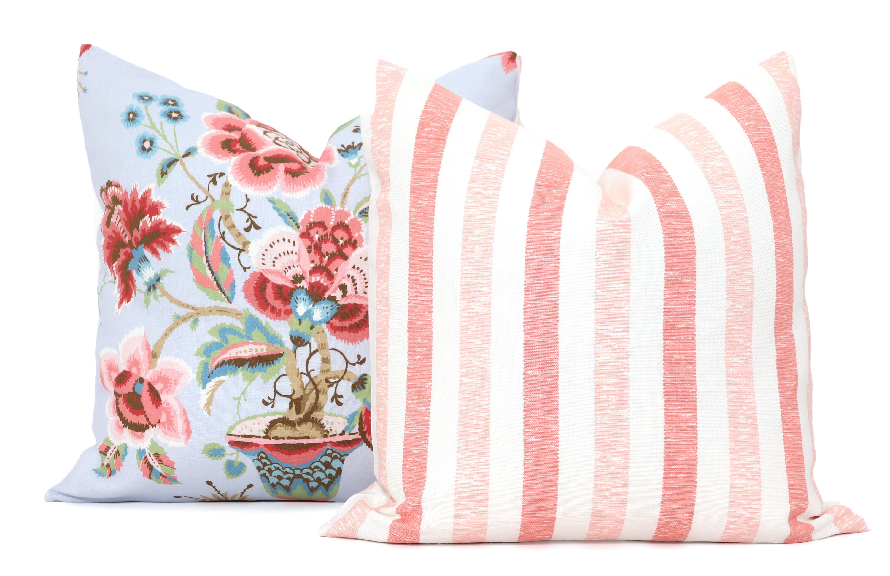 Pink and White Striped Linen Pillow Cover 18x18 20x20 or 22x22 26x26 14x20 or 12x24 Throw Pillow Pink Linen Stripe Ribbon by Palm Orleans Etsy Canada