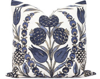 Thibaut Cornelia Blue Decorative Pillow Cover  18x18, 20x20, 22x22, Eurosham or lumbar Thibaut cushion cover, toss pillow accent pillow