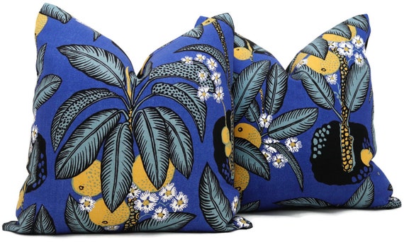 DOUBLE SIDED 100% LINEN 18" JOSEF FRANK Fabric Cushion Cover 'NOTTURNO' 