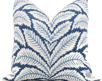 Indigo Blue Talavera Linen Pillow Cover by Brunschwig  & Fils  Decorative Pillow Cover 18x18, 20x20, 22x22 euro Lumbar pillow, Accent Pillow