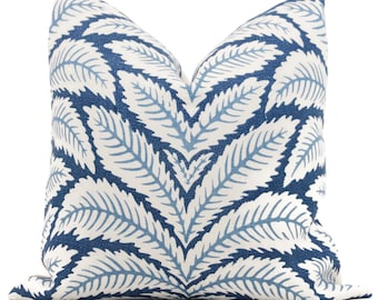 Indigo Blue Talavera Linen Pillow Cover by Brunschwig  & Fils  Decorative Pillow Cover 18x18, 20x20, 22x22 euro Lumbar pillow, Accent Pillow