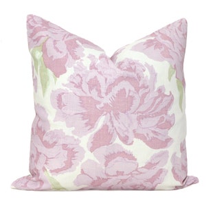 Christopher Farr Lilac Peonies Decorative Pillow Covers 18x18, 20x20 or 22x22, 24x24, 26x26 or lumbar pillow Hot Pink Peony Flowers eor