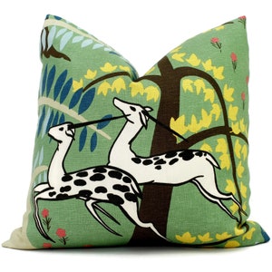 Jade Schumacher Antelopes Decorative Pillow Covers 18x18, 20x20 or 22x22, 24x24, 26x26 or lumbar pillow, Paul Poiret