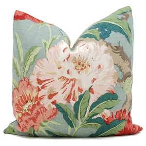 Schumacher Aqua Enchanted Garden Decorative Pillow Cover 18x18, 20x20 or 22x22, Eurosham 14x20 or 12x24 Throw pillow cover