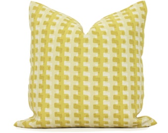 Lemon Yellow Linen Pillow Cover: Christopher Farr Raoul Dufy Plaid Cremaillere