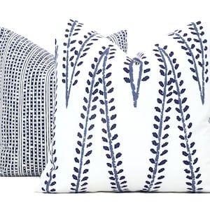 Decorative Pillow Cover Sister Parish Navy Blue Willow Pillow cover,  Toss Pillow, Accent Pillow, Throw Pillow Chevron eor