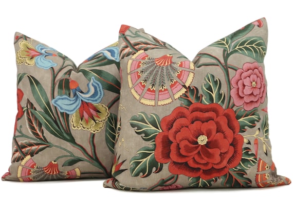 Thibaut Cleo Floral Decorative Pillow Decorative Red Tree Pillow Covers