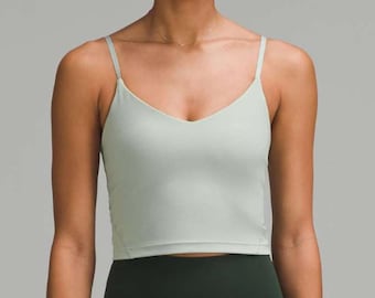 6884 NWT Align Cropped Cami Tank Top *Light Support, A/B Cup Jade Grey in Sz 0