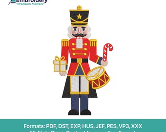 Christmas Nutcracker Soldier Embroidery Design | Holiday Stitch File | Machine Embroidery Digital Download