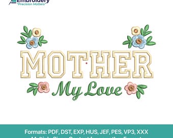 Floral Mother's Day Appliqué Embroidery Design (Digital Download)
